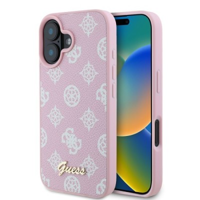 Husa pentru iPhone 16 Plus - Guess Peony Script MagSafe (GUHMP16MPGPYSP) - Pink foto