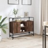 Dulap Gossi stejar maro, blat sticla, 98x35x81cm. Consola living, lemn prelucrat, depozitare
