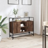 VidaXL Dulap, blat din sticlă stejar maro 98x35x81 cm lemn prelucrat