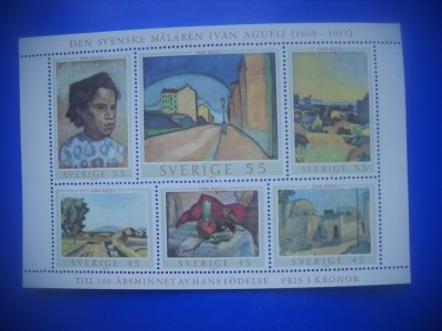 HOPCT TIMBRE SUEDIA MNH 1181 PICTOR-IVAN AGUELI-VARIANTE-6 VAL 1969-NESTAMPILAT foto