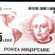 ALBANIA 1992, EUROPA CEPT, bloc neuzat, MNH