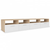 Cumpara ieftin Comode TV 2 buc, PAL, 95x35x36 cm, stejar si alb