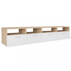 Comode TV 2 buc, PAL, 95x35x36 cm, stejar si alb