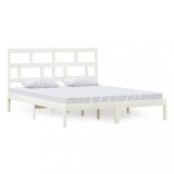 Cumpara ieftin Cadru de pat, alb, 160x200 cm, lemn masiv de pin