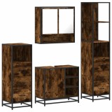 Cumpara ieftin Set de mobilier de baie 4 piese Lemn prelucrat de stejar afumat