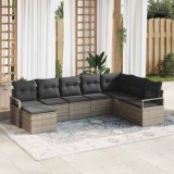 Cumpara ieftin Set de canapele pentru grădină cu pernă 8 pcs Negru, Crem