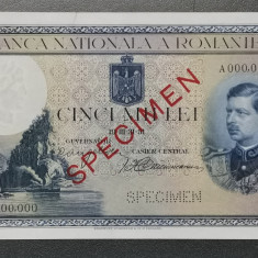 România 5000 Lei 1931 Specimen fără Supratipar Alba AUNC++ (citiți descrierea)