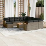 Gossi set mobilier de gradina cu perne, 13 piese, gri, poliratan
