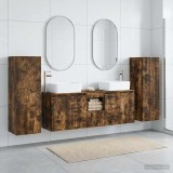 Cumpara ieftin Set dulap baie 5 buc. Stejar fumuriu 136 x 35 x 80 cm