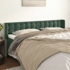 vidaXL Tăblie de pat cu aripioare verde închis 163x16x78/88 cm catifea