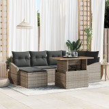 Gossi set de canapea pentru gradina de 7 piese cu pernite gri din poliratan