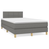 VidaXL Pat box spring cu saltea, gri &icirc;nchis, 120x190 cm, textil