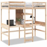 Cumpara ieftin Cadru pat etajat, birou/rafturi, 90x200 cm, lemn masiv pin