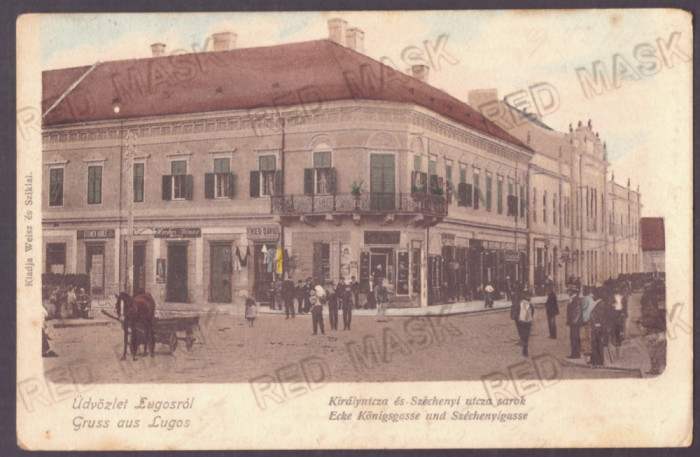 4995 - LUGOJ, Timis, Market, Stores, Litho, Romania - old postcard - used - 1902