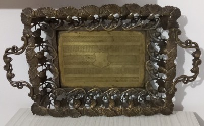 tava veche din alama WARSZAWA secol - XIX foto