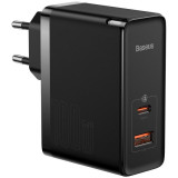 Incarcator telefon, Baseus, USB-C + USB, 100 W, Negru