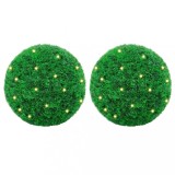 VidaXL Mingi artificiale din lemn de cimiș cu lumini LED 2 buc Verde