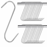 Cumpara ieftin Set 30 carlige inox forma S pentru afumare carne, macelarie, rezistente, sustinere grea, 17 cm, argintiu