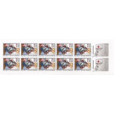 Franta 1993 - crucea rosie, 10 neuzate in carnet filatelic