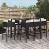 Gossi set mobilier bar de gradina cu perne, 9 piese, negru, poliratan