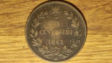 Italia -moneda colectie bronz- 5 centesimi 1861 M (Milan) - Vittorio Emanuele II