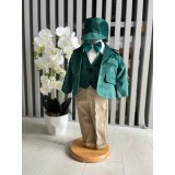 Cumpara ieftin Costum botez 5 piese catifea, verde - DPH365