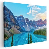 Tablou canvas peisaj lacuri munte Valea Celor Zece V&acirc;rfuri, Moraine, Canada albastru 1151 Tablou canvas pe panza CU RAMA 60x90 cm