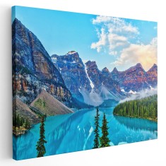 Tablou canvas peisaj lacuri munte Valea Celor Zece V&acirc;rfuri, Moraine, Canada albastru 1151 Tablou canvas pe panza CU RAMA 20x30 cm