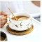 Set Ceasca GOLDEN din Portelan cu suport din Bambus, pentru cafea si ceai, 350 ml