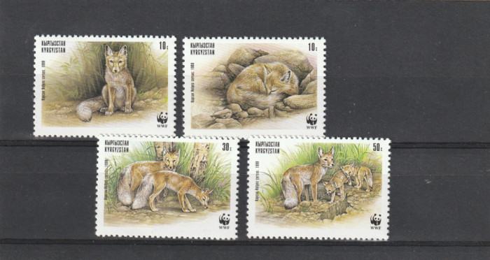 kyrgyzstan 1999-WWF,Fauna,Vulpe corsac,serie 4 val.,MNH,Mi.168-171
