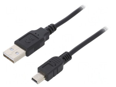 Cablu USB 2.0 A la B mini, 1m, negru foto