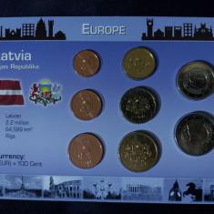 Euro set - Letonia 2014 de la 1 cent la 2 euro, 8 monede