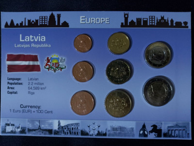Euro set - Letonia 2014 de la 1 cent la 2 euro, 8 monede foto