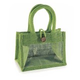 Sacosa pentru cadouri iuta verde 18x11x23 cm