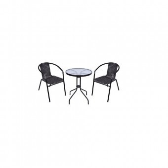 Set masa cu 2 scaune balcon ALESIA, negru antracit foto