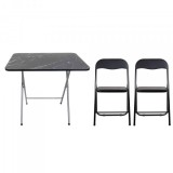Masa plianta cu 2 scaune blat mdf 60x80x70cm negru Zilan ZLN 6975_2S