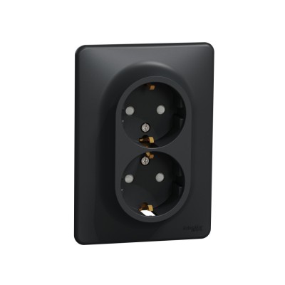 Priza dubla schuko cu protectie copii Schneider Sedna antracit SDD314221 foto