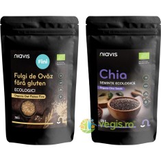 Pachet Fulgi de Ovaz Fini fara Gluten Ecologici/Bio 250g + Seminte de Chia Ecologice/Bio 125g