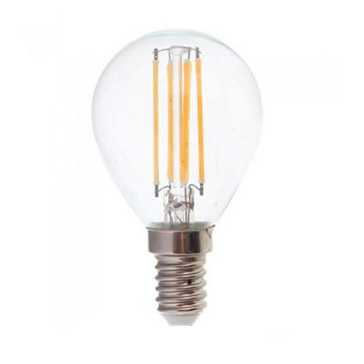 Bec cu filament LED, 4 W, 400 lm, 2700 K, soclu E14, lumina alb cald, forma P45 foto