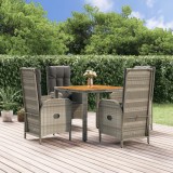 vidaXL Set mobilier de grădină cu perne, 5 piese, gri, poliratan 3185039