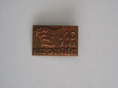 QW9 N8 33 - insigna - tematica comunism - A 10 eves kisz tagsagerd 1957 - Ungaria foto