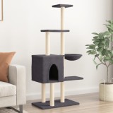 vidaXL Ansamblu de pisici, st&acirc;lpi din funie sisal, gri &icirc;nchis, 145 cm