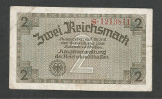 GERMANIA NAZISTA 2 MARCI REICHSMARK 1940 [36] P- 137a , 7 cifre , Litera S foto