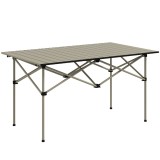 Outsunny Masă de camping pliabilă cu blat rulabil, masă de grădină din aluminiu pentru 2 persoane, 95 x 55 cm Khaki | Aosom Romania