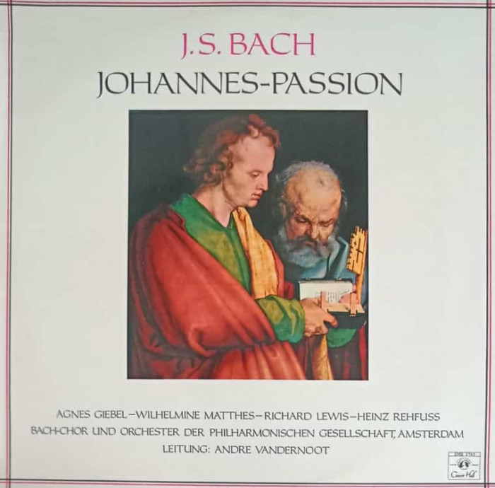 Disc vinil, LP. Johannes-Passion, Passion Selon Saint Jean, Saint John Passion-J.S. Bach, Agnes Giebel, Wilhelmi
