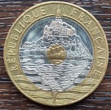 (S) MONEDA FRANTA - 20 FRANCS 1993, MONT ST. MICHEL, TRIMETALICA