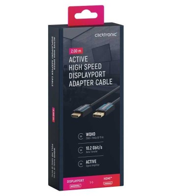 Cablu Profesional Displayport tata - HDMI tata 2m Clicktronic OFC 10.2Gbit/s 1920x1200p WQHD 75Hz foto
