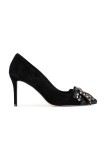 Kurt Geiger London tocuri din piele &icirc;ntoarsă Belgravia Stud Bow culoarea negru, 4710905309