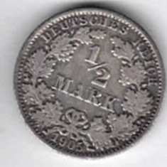 GERMANIA 1/2 JUMATATE MARCA MARK 1905 A ARGINT STARE FOARTE BUNA