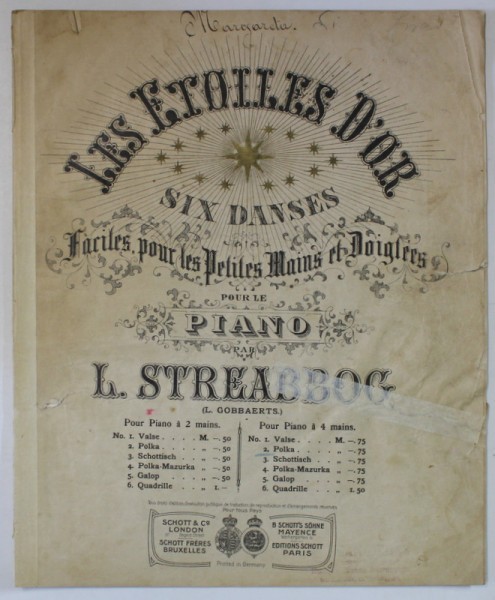 LES ETOLIES D &#039; OR , POLKA pour piano par L. STREABBOG , CCA. 1900 , PARTITURA